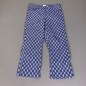 89th + Madison Pants Women's Size 10 Blue Geometric Medallion Cropped Stretch